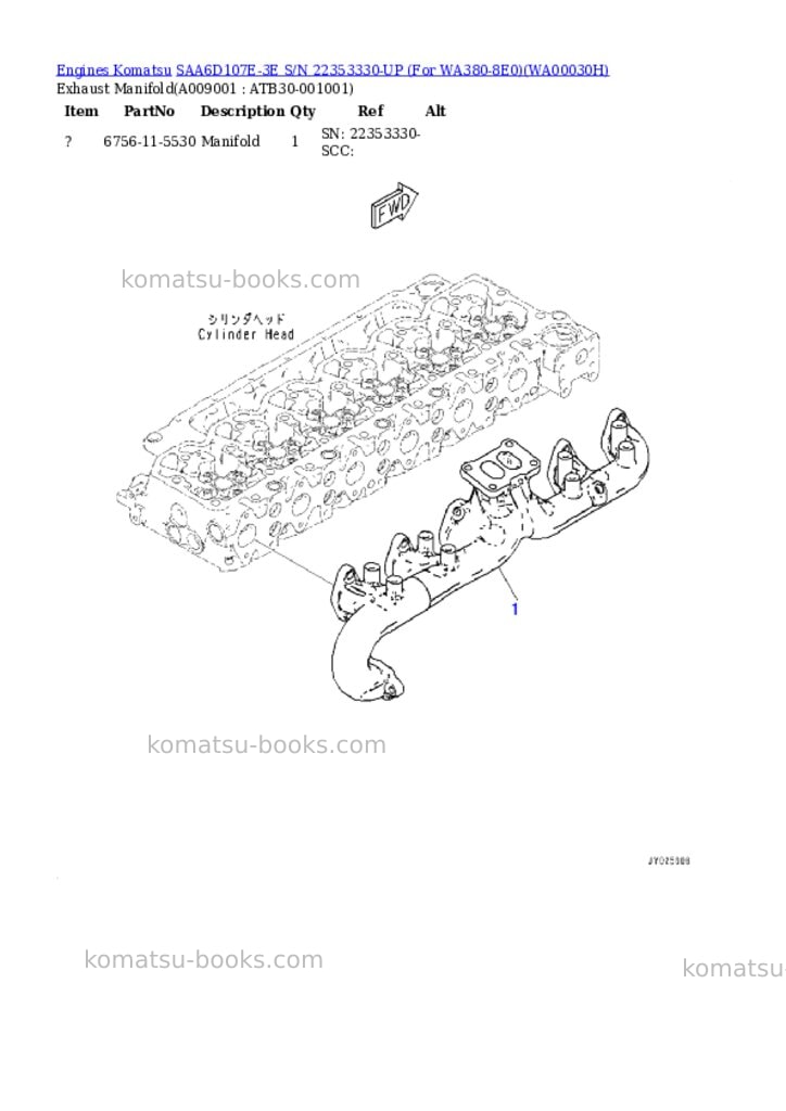 Komatsu saa6d107e-3e s/n 22353330-up for wa380-8e0 Parts catalog cover Page 8