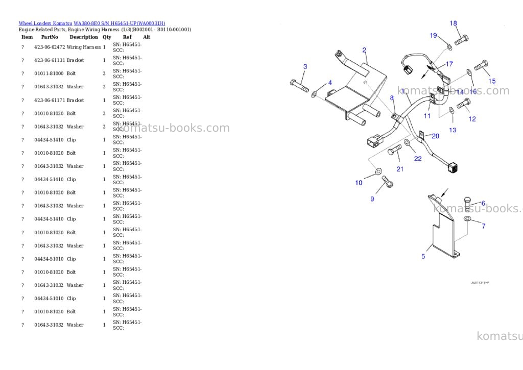 Komatsu wa380-8e0 s/n h65451-up Parts catalog cover