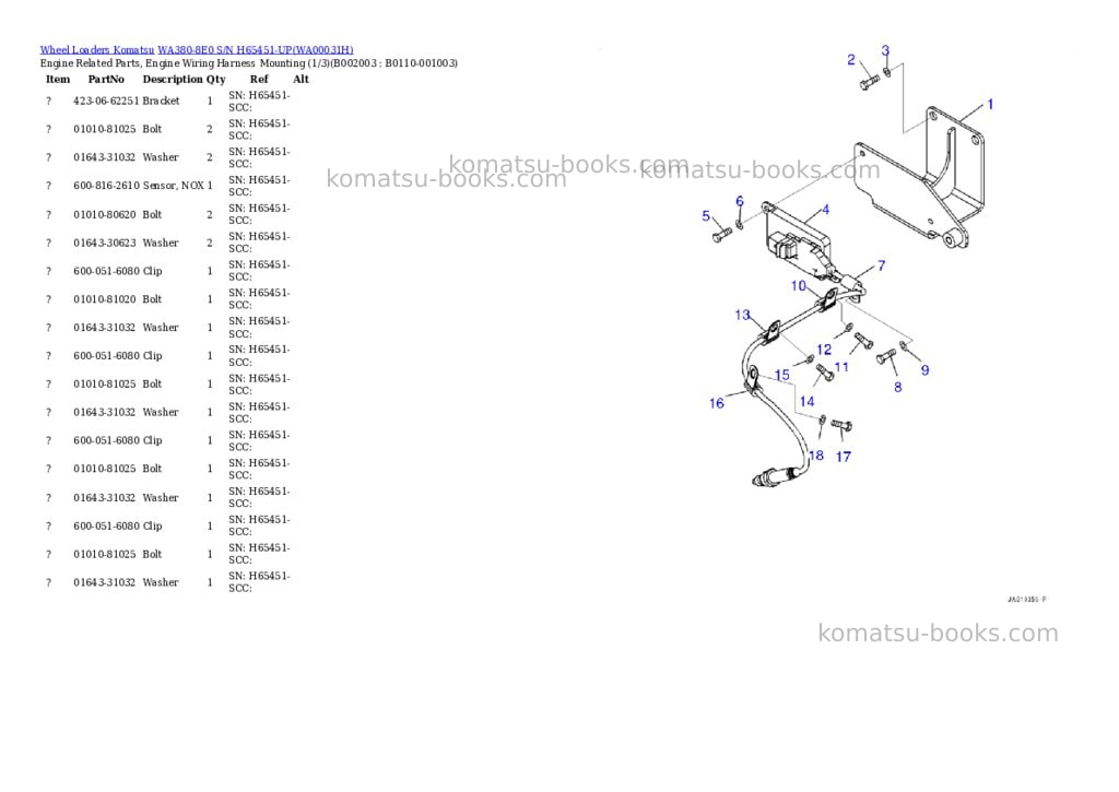 Komatsu wa380-8e0 s/n h65451-up Parts catalog cover Page 3