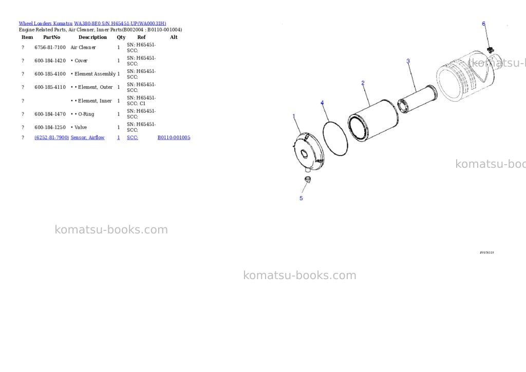 Komatsu wa380-8e0 s/n h65451-up Parts catalog cover Page 4