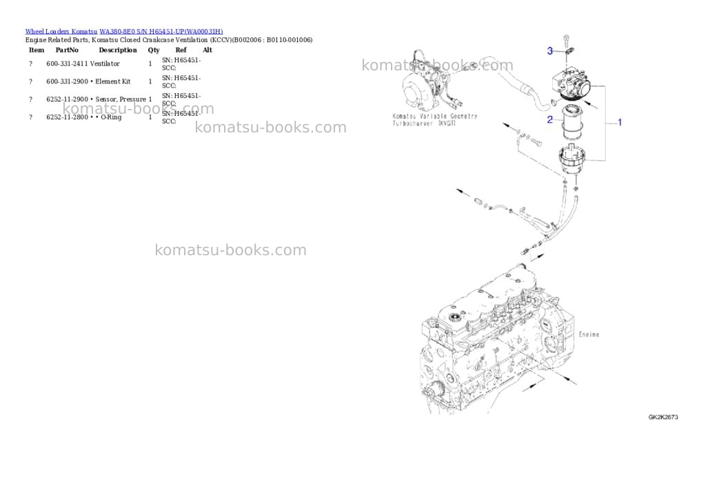 Komatsu wa380-8e0 s/n h65451-up Parts catalog cover Page 6