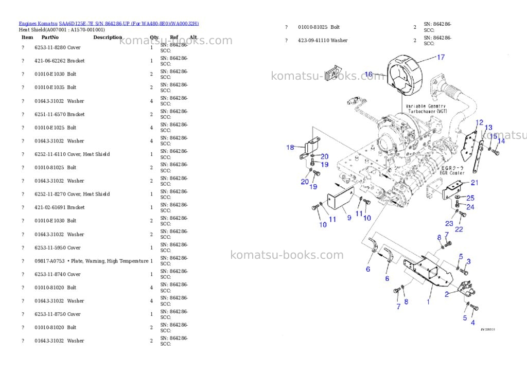 Komatsu saa6d125e-7e s/n 864286-up for wa480-8e0 Parts catalog cover Page 10