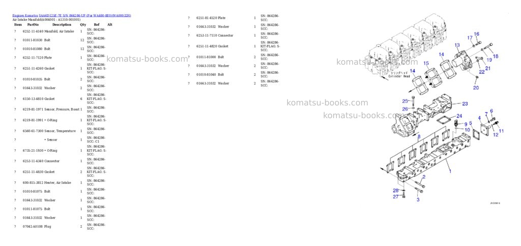 Komatsu saa6d125e-7e s/n 864286-up for wa480-8e0 Parts catalog cover Page 3