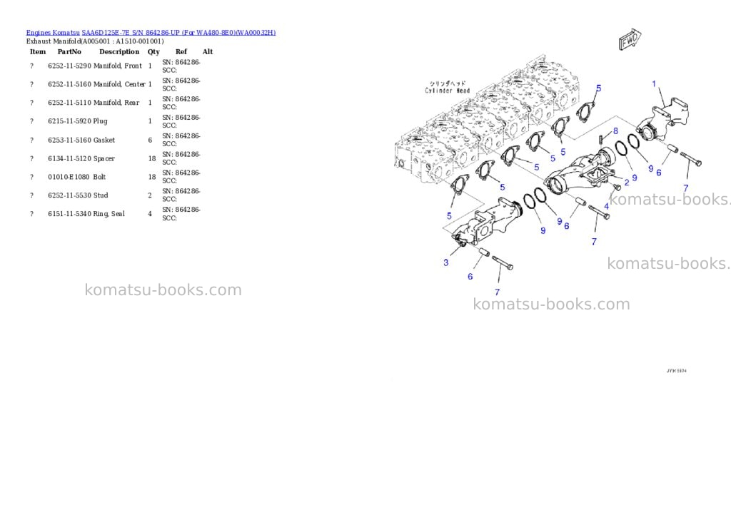 Komatsu saa6d125e-7e s/n 864286-up for wa480-8e0 Parts catalog cover Page 4