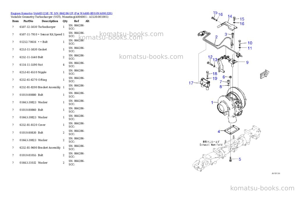 Komatsu saa6d125e-7e s/n 864286-up for wa480-8e0 Parts catalog cover Page 5