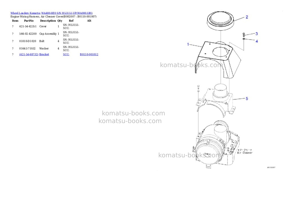 Komatsu wa480-8e0 s/n h53151-up Parts catalog cover Page 7