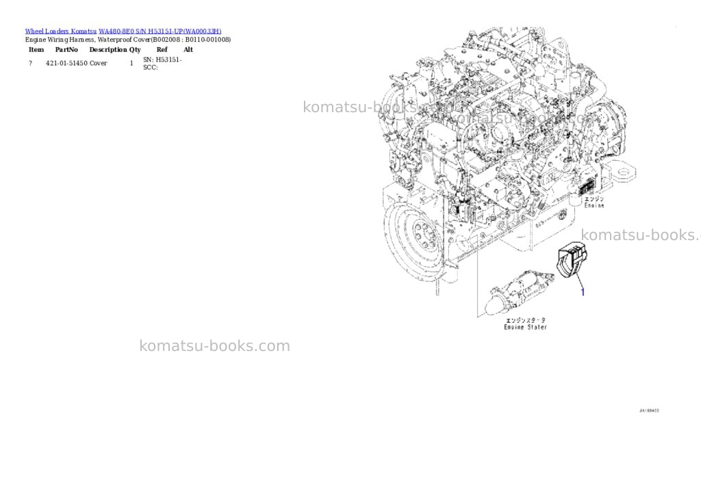 Komatsu wa480-8e0 s/n h53151-up Parts catalog cover Page 8