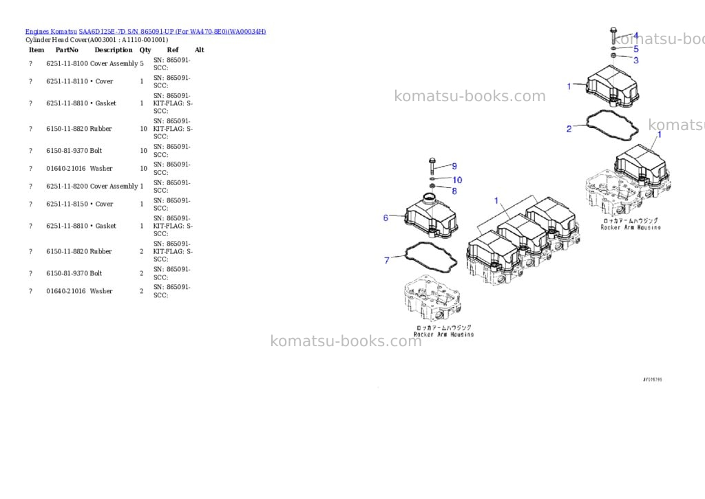 Komatsu saa6d125e-7d s/n 865091-up for wa470-8e0 Parts catalog cover Page 2 Komatsu saa6d125e-7d s/n 865091-up for wa470-8e0 Parts catalog cover Page 2