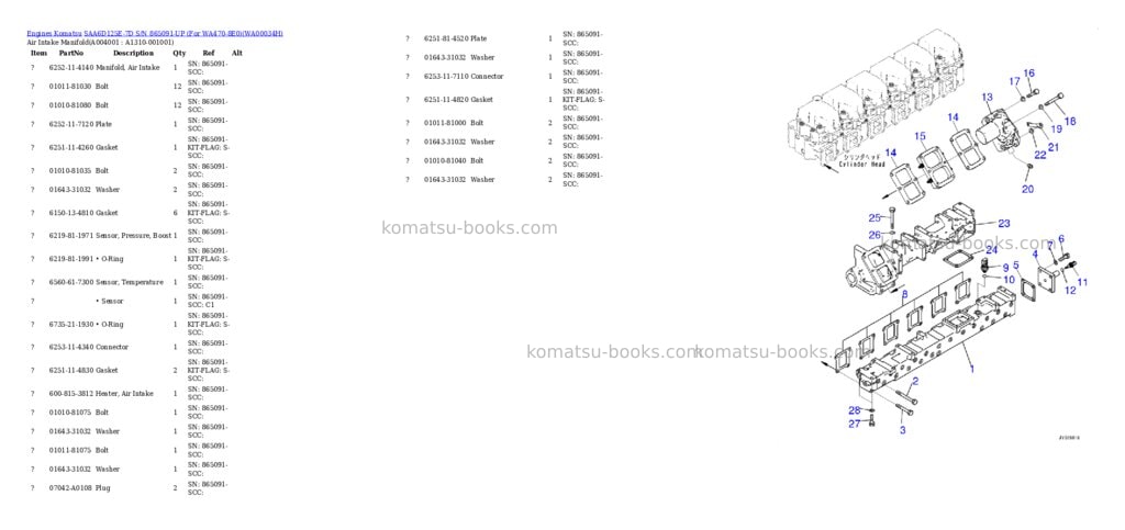 Komatsu saa6d125e-7d s/n 865091-up for wa470-8e0 Parts catalog cover Page 3 Komatsu saa6d125e-7d s/n 865091-up for wa470-8e0 Parts catalog cover Page 3