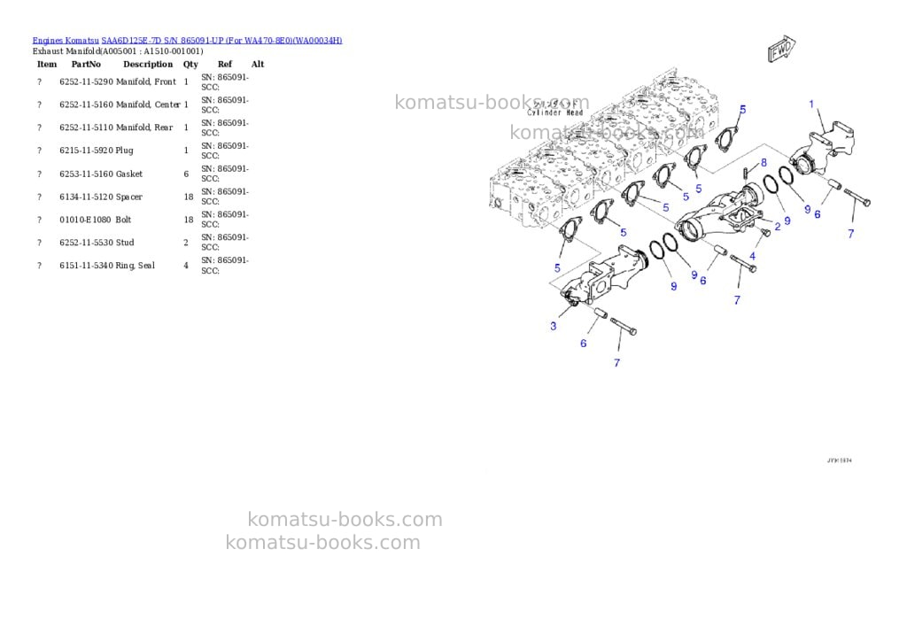 Komatsu saa6d125e-7d s/n 865091-up for wa470-8e0 Parts catalog cover Page 4 Komatsu saa6d125e-7d s/n 865091-up for wa470-8e0 Parts catalog cover Page 4