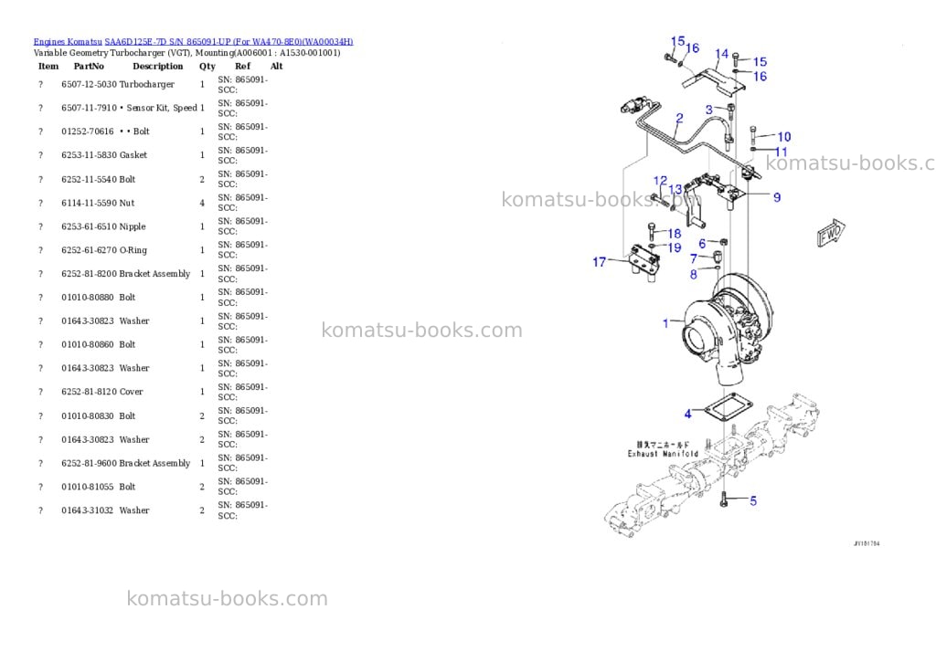 Komatsu saa6d125e-7d s/n 865091-up for wa470-8e0 Parts catalog cover Page 5 Komatsu saa6d125e-7d s/n 865091-up for wa470-8e0 Parts catalog cover Page 5