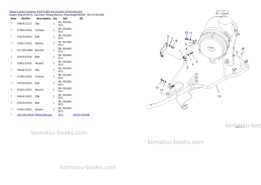 Komatsu wa470-8e0 s/n h55601-up Parts catalog cover Page 6