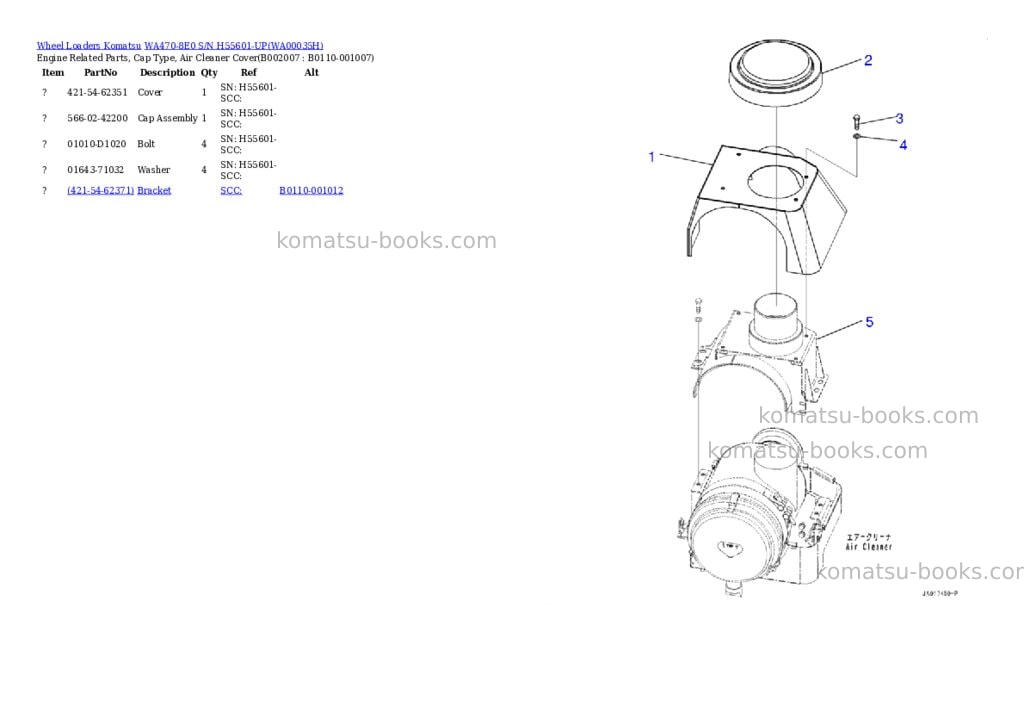 Komatsu wa470-8e0 s/n h55601-up Parts catalog cover Page 7