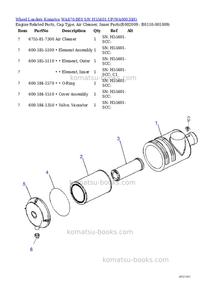 Komatsu wa470-8e0 s/n h55601-up Parts catalog cover Page 9