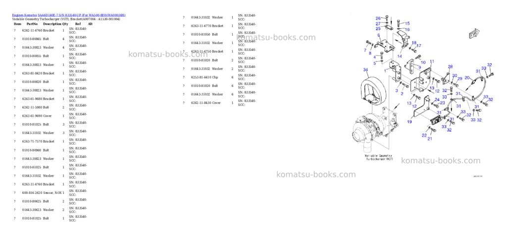 Komatsu saa6d140e-7 s/n 833540-up for wa500-8e0 Parts catalog cover Page 9 Komatsu saa6d140e-7 s/n 833540-up for wa500-8e0 Parts catalog cover Page 9