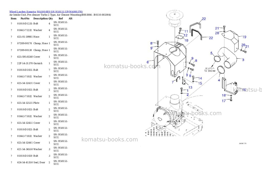 Komatsu wa500-8e0 s/n h50151-up Parts catalog cover Page 10