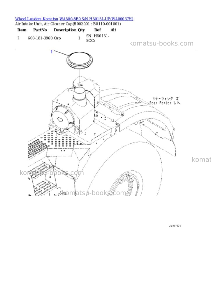 Komatsu wa500-8e0 s/n h50151-up Parts catalog cover Page 3