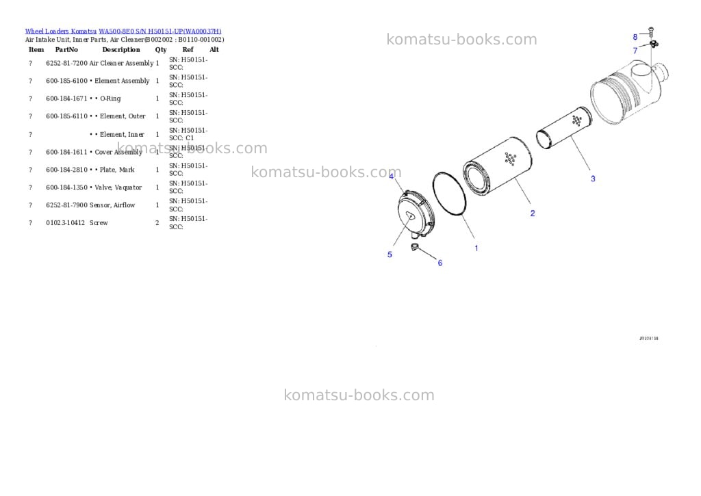 Komatsu wa500-8e0 s/n h50151-up Parts catalog cover Page 4