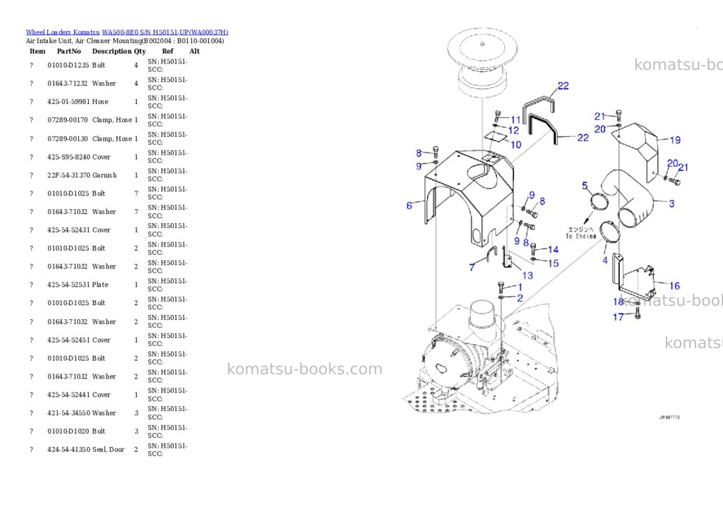Komatsu wa500-8e0 s/n h50151-up Parts catalog cover Page 6
