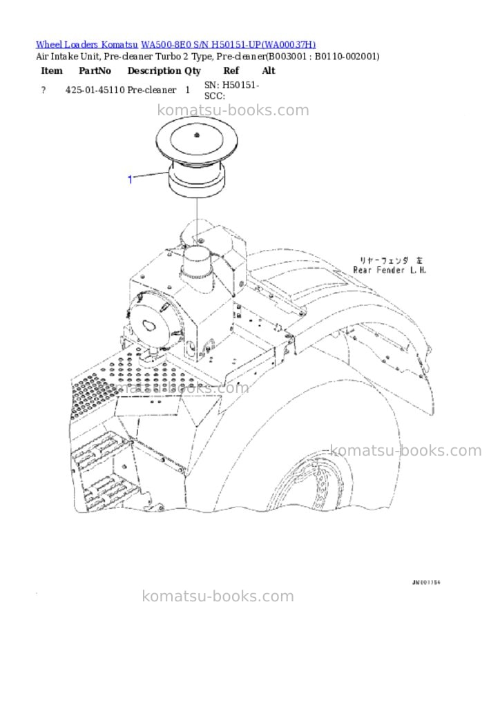 Komatsu wa500-8e0 s/n h50151-up Parts catalog cover Page 7