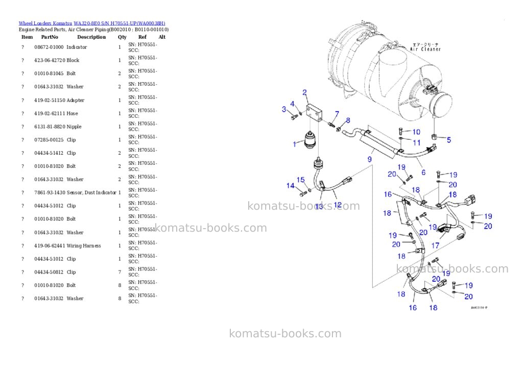 Komatsu WA320-8E0 S/N H70551-UP Parts catalog cover Page 10 Komatsu WA320-8E0 S/N H70551-UP Parts catalog cover Page 10