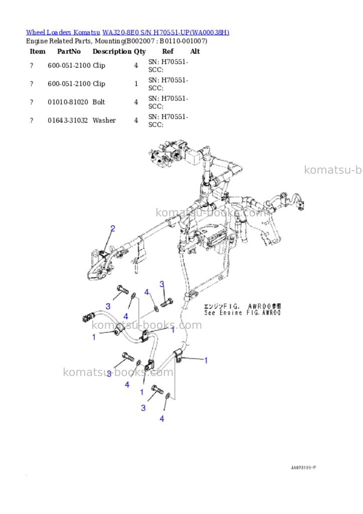 Komatsu WA320-8E0 S/N H70551-UP Parts catalog cover Page 7 Komatsu WA320-8E0 S/N H70551-UP Parts catalog cover Page 7