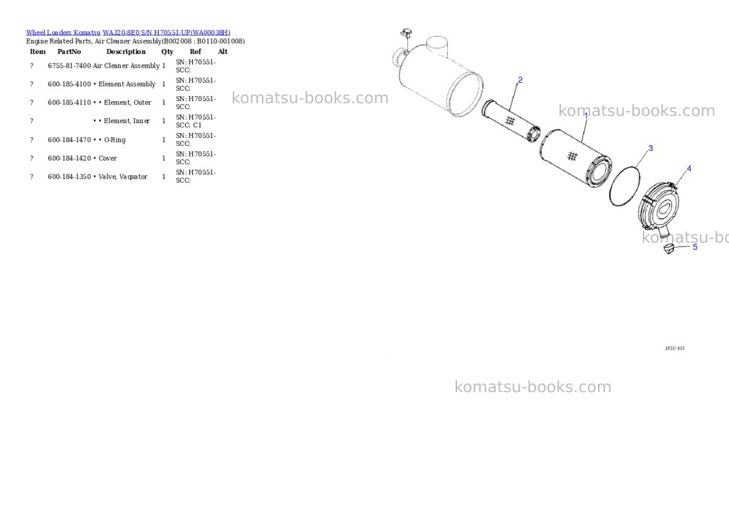 Komatsu WA320-8E0 S/N H70551-UP Parts catalog cover Page 8 Komatsu WA320-8E0 S/N H70551-UP Parts catalog cover Page 8