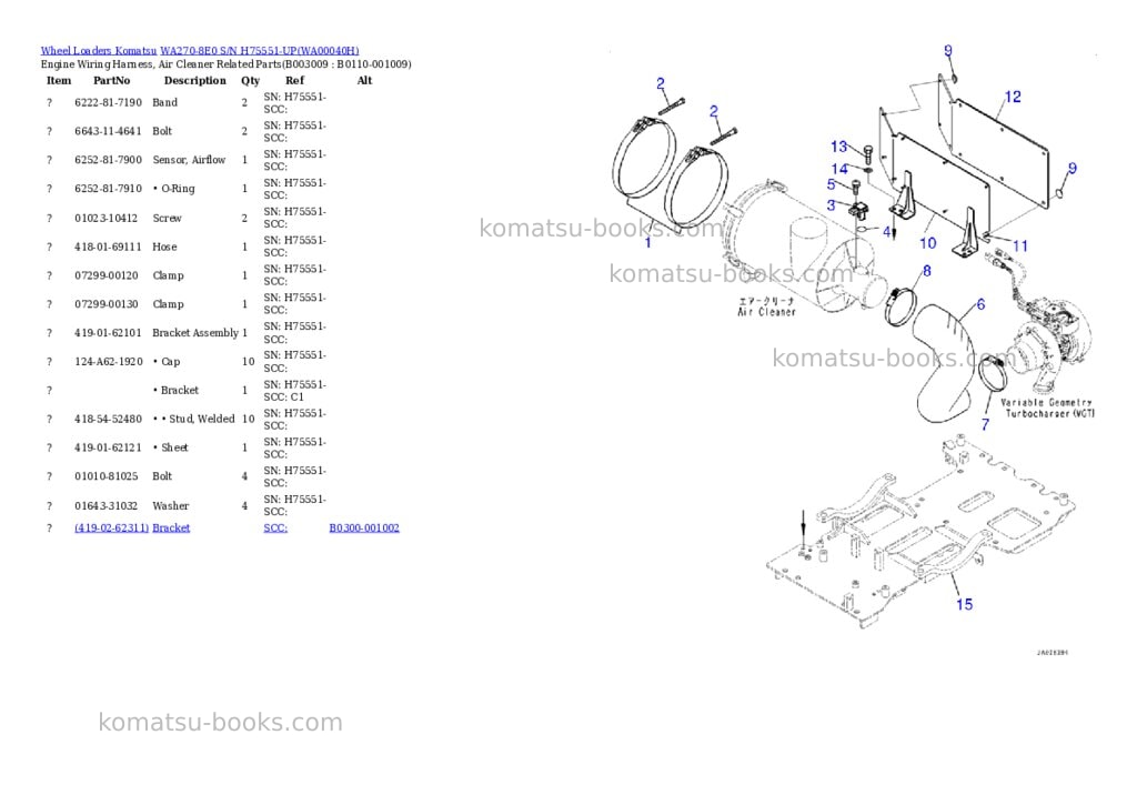 Komatsu WA270-8E0 S/N H75551-UP Parts catalog cover Page 10 Komatsu WA270-8E0 S/N H75551-UP Parts catalog cover Page 10