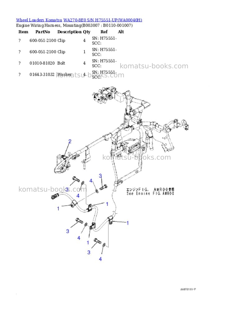 Komatsu WA270-8E0 S/N H75551-UP Parts catalog cover Page 8 Komatsu WA270-8E0 S/N H75551-UP Parts catalog cover Page 8