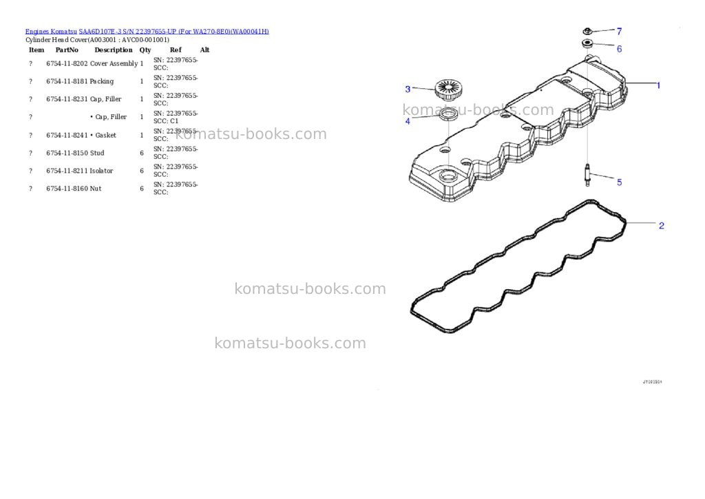 Komatsu SAA6D107E-3 S/N 22397655-UP (For WA270-8E0) Parts catalog cover Page 2 Komatsu SAA6D107E-3 S/N 22397655-UP (For WA270-8E0) Parts catalog cover Page 2