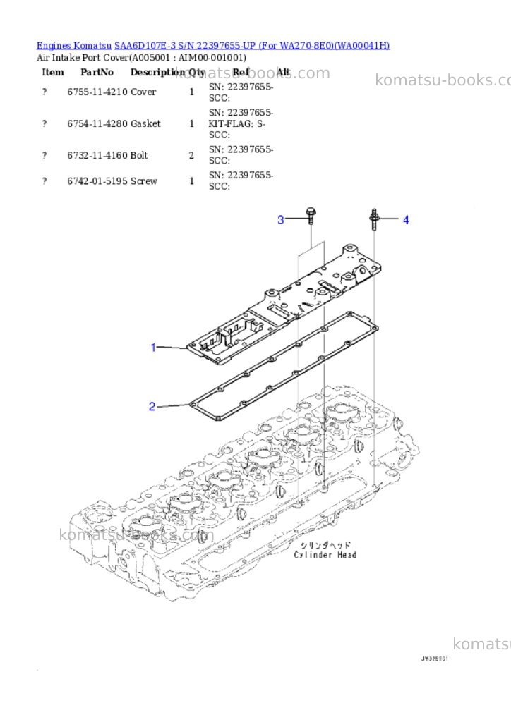 Komatsu SAA6D107E-3 S/N 22397655-UP (For WA270-8E0) Parts catalog cover Page 4 Komatsu SAA6D107E-3 S/N 22397655-UP (For WA270-8E0) Parts catalog cover Page 4