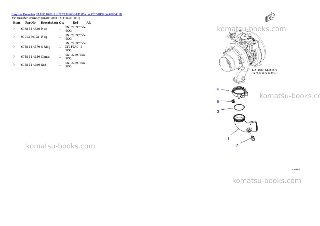 Komatsu SAA6D107E-3 S/N 22397655-UP (For WA270-8E0) Parts catalog cover Page 6 Komatsu SAA6D107E-3 S/N 22397655-UP (For WA270-8E0) Parts catalog cover Page 6