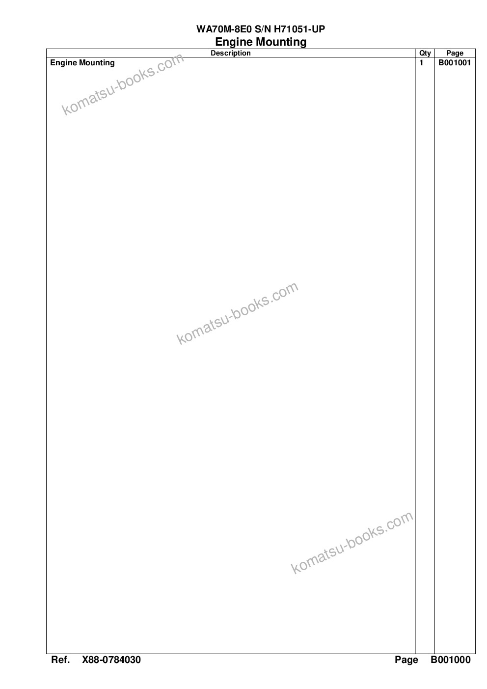Komatsu WA70M-8E0 S/N H71051-UP Parts catalog cover Page 3 Komatsu WA70M-8E0 S/N H71051-UP Parts catalog cover Page 3