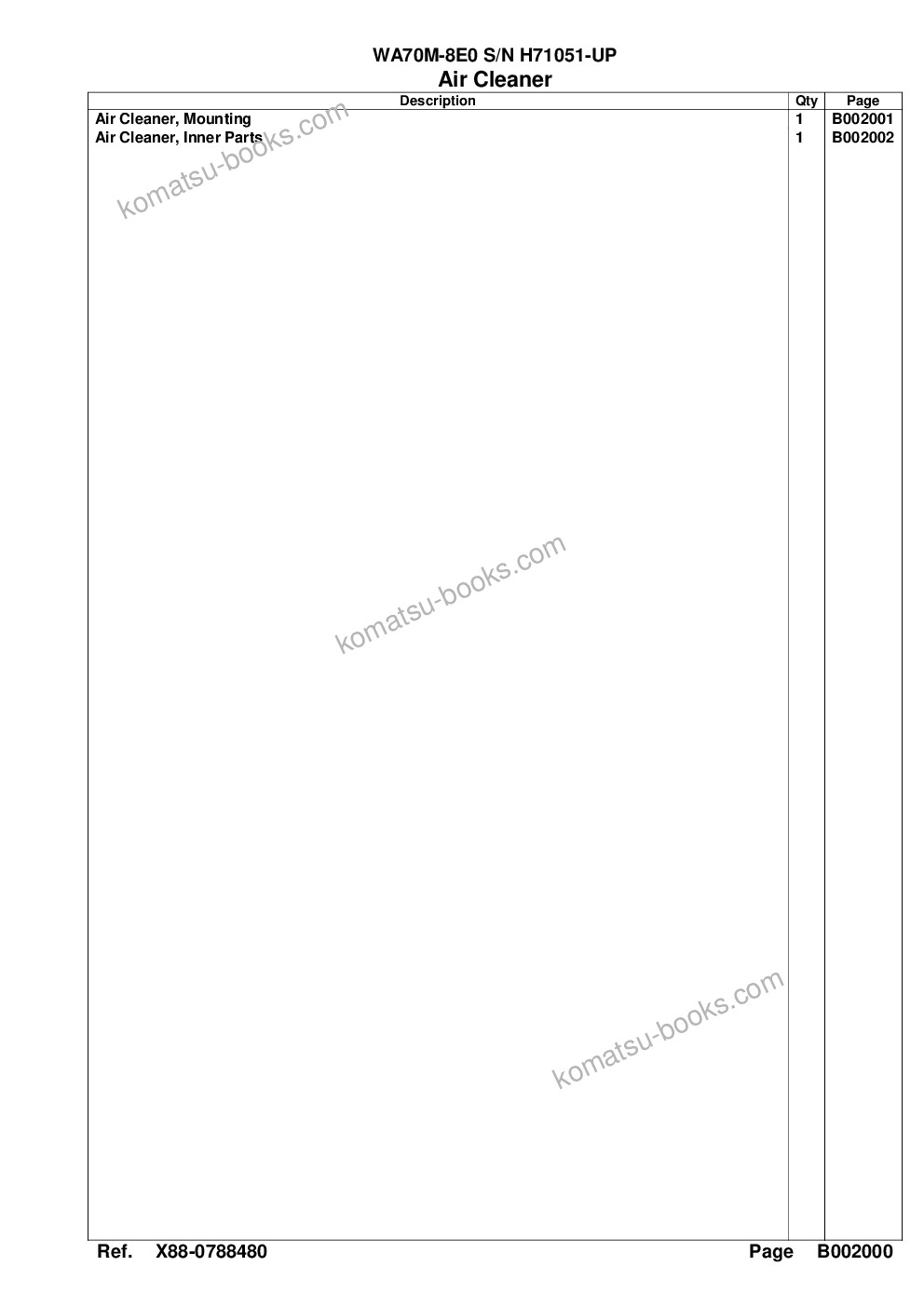 Komatsu WA70M-8E0 S/N H71051-UP Parts catalog cover Page 6 Komatsu WA70M-8E0 S/N H71051-UP Parts catalog cover Page 6