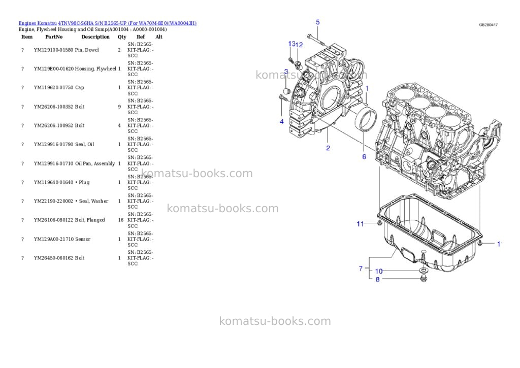 Komatsu 4TNV98C-S6HA S/N B2565-UP (For WA70M-8E0) Parts catalog cover Page 3 Komatsu 4TNV98C-S6HA S/N B2565-UP (For WA70M-8E0) Parts catalog cover Page 3