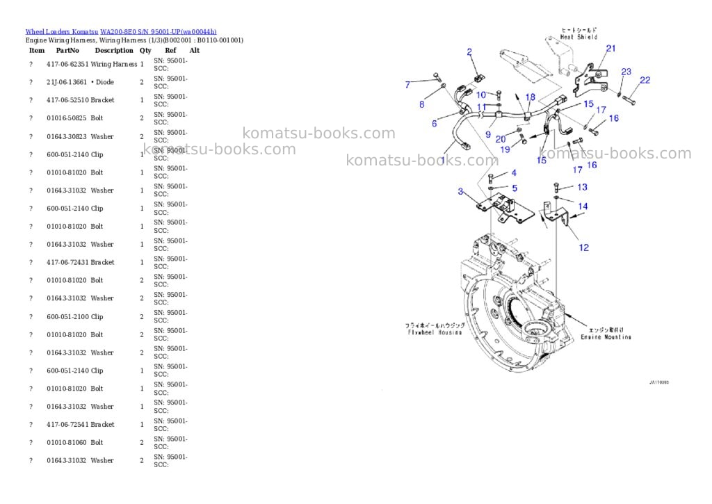 Komatsu WA200-8E0 S/N 95001-UP Parts catalog cover