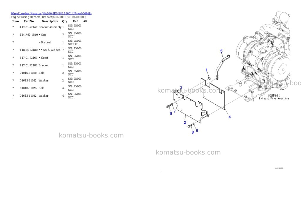 Komatsu WA200-8E0 S/N 95001-UP Parts catalog cover Page 9