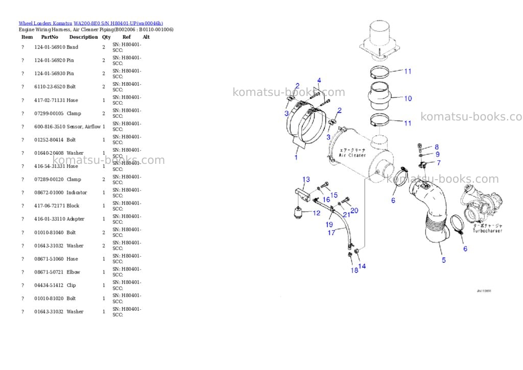 Komatsu WA200-8E0 S/N H80401-UP Parts catalog cover Page 6