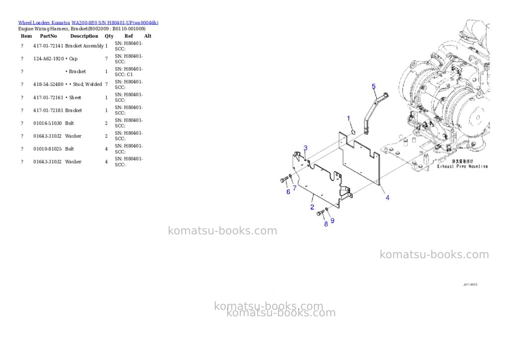 Komatsu WA200-8E0 S/N H80401-UP Parts catalog cover Page 9