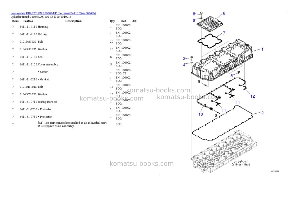 Komatsu DBA127 S/N 100002-UP (For WA485-11E0) Parts catalog cover Page 8 Komatsu DBA127 S/N 100002-UP (For WA485-11E0) Parts catalog cover Page 8
