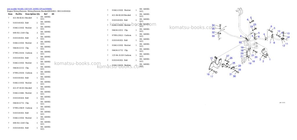 Komatsu WA485-11E0 S/N 140002-UP Parts catalog cover Page 4