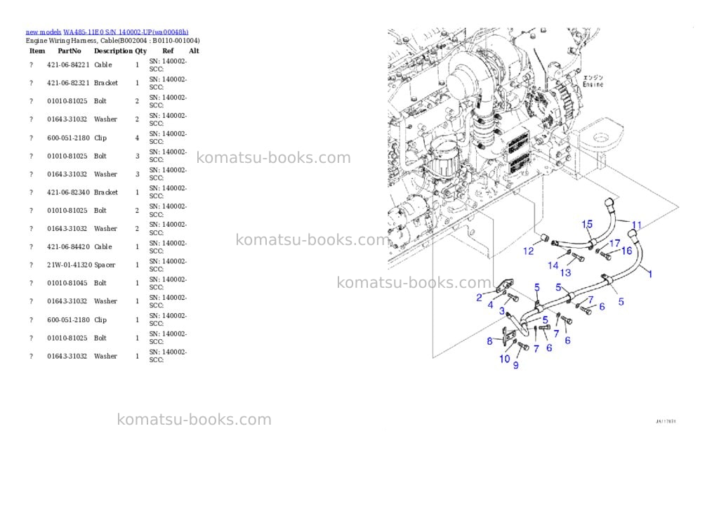 Komatsu WA485-11E0 S/N 140002-UP Parts catalog cover Page 5
