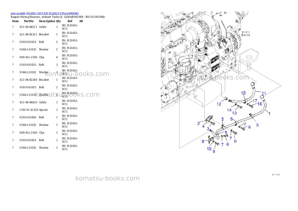 Komatsu WA485-11E0 S/N H35051-UP Parts catalog cover Page 5