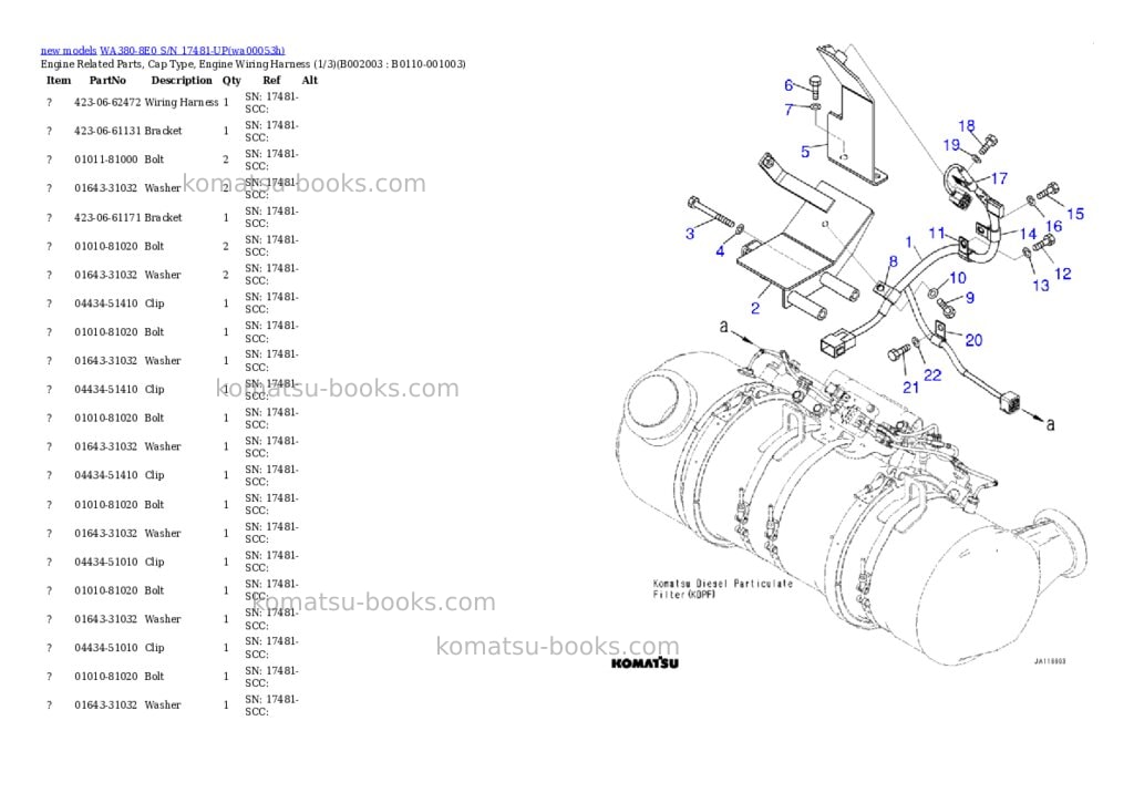 Komatsu WA380-8E0 S/N 17481-UP Parts catalog cover Page 4 Komatsu WA380-8E0 S/N 17481-UP Parts catalog cover Page 4