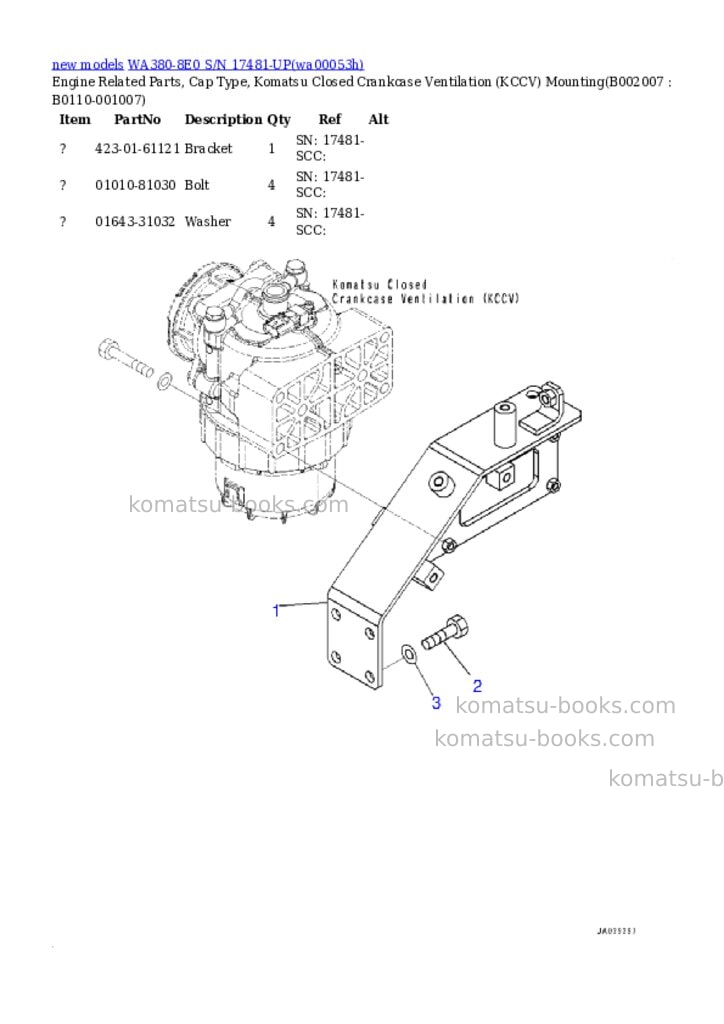Komatsu WA380-8E0 S/N 17481-UP Parts catalog cover Page 8 Komatsu WA380-8E0 S/N 17481-UP Parts catalog cover Page 8