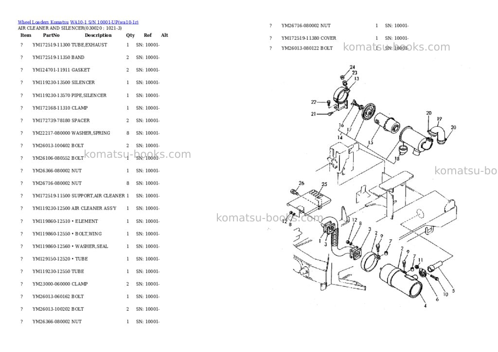Komatsu wa10-1 s/n 10001-up Parts catalog cover