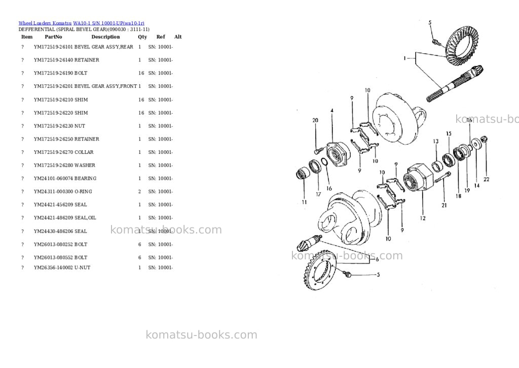Komatsu wa10-1 s/n 10001-up Parts catalog cover Page 10