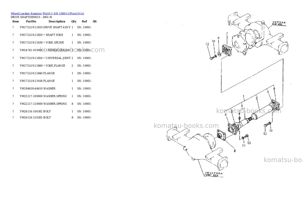 Komatsu wa10-1 s/n 10001-up Parts catalog cover Page 8