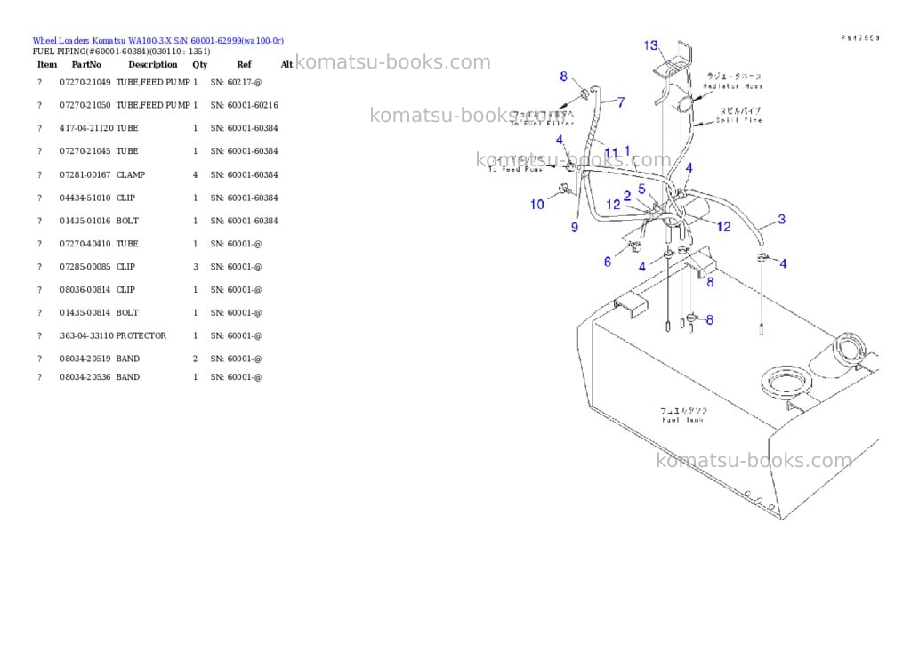 Komatsu wa100-3-x s/n 60001-62999 Parts catalog cover Page 10 Komatsu wa100-3-x s/n 60001-62999 Parts catalog cover Page 10