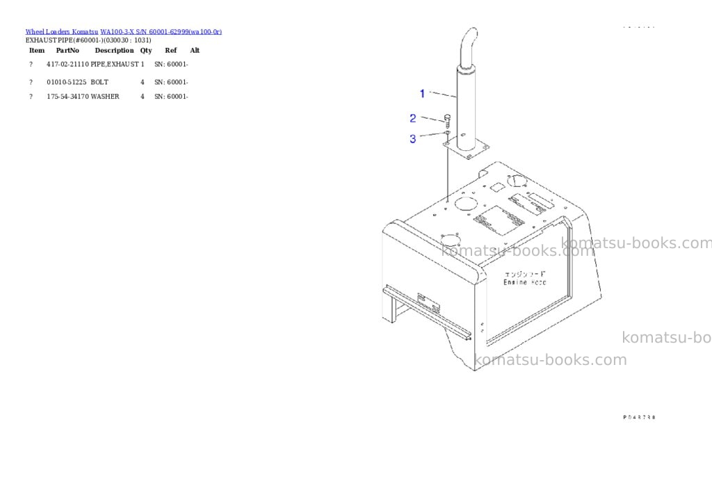 Komatsu wa100-3-x s/n 60001-62999 Parts catalog cover Page 2 Komatsu wa100-3-x s/n 60001-62999 Parts catalog cover Page 2